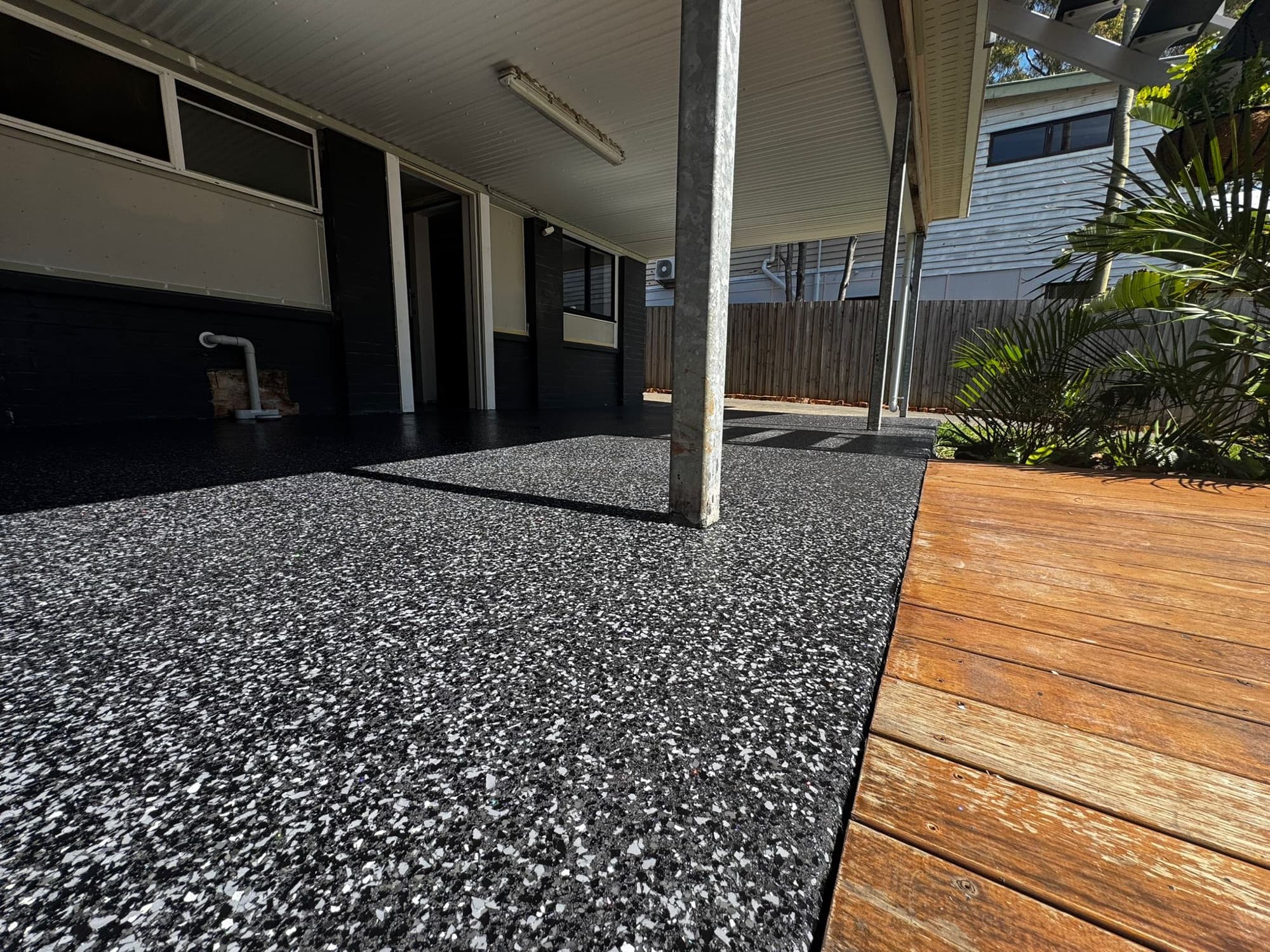 Epoxy flake patio area